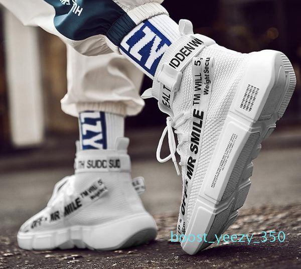 

2019 spring new sports trend high shoes elastic socks shoes reli86 b35, Black