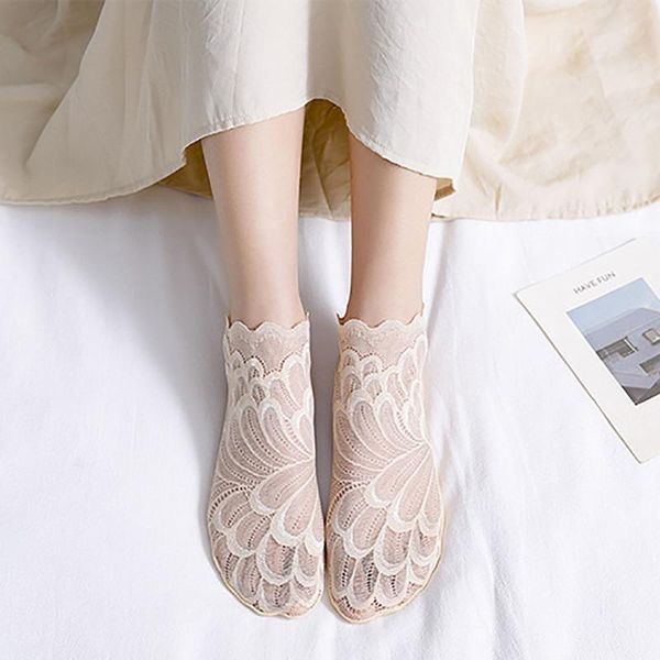 

chamsgend invisible short woman lace brethable low cut ankle socks girl women's boat socks ankle, Black;white