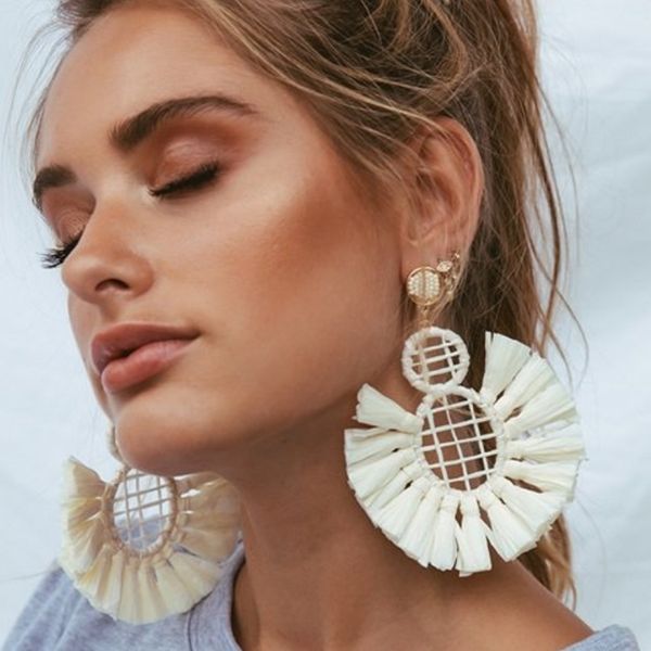 

2019 exaggerated big statement tassel earrings bohemia earrings for women luxury wedding beads tassel drop dangle earrings gift, Silver