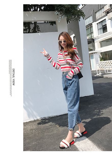 

jinyilai blue harlanblue combing jeans female