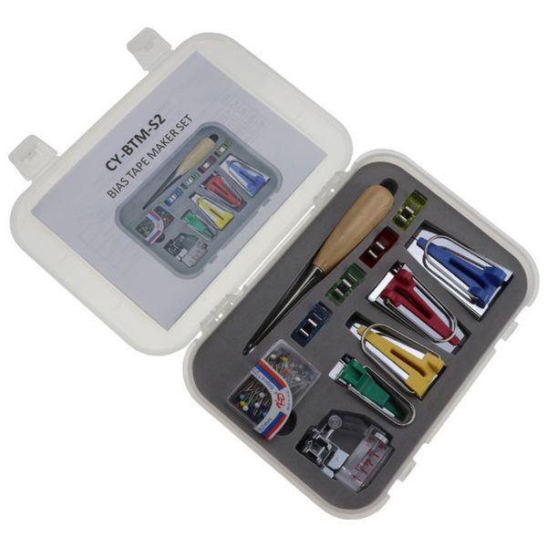 

machine tools binding sew multifunction sewing bias tape maker set diy patchwork quilting tool presser sewing accessories, Black