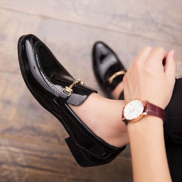 

men's leather loafer shoes, Black