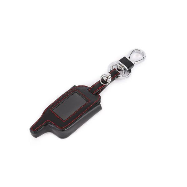 

for starline a9 lcd remote controller keychain leather cover for two way car alarm starline a9 key case holder new