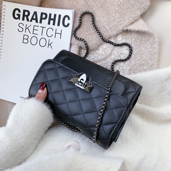 

women's 2020 new diamond chain shoulder messenger soft leather fashion wild mini square