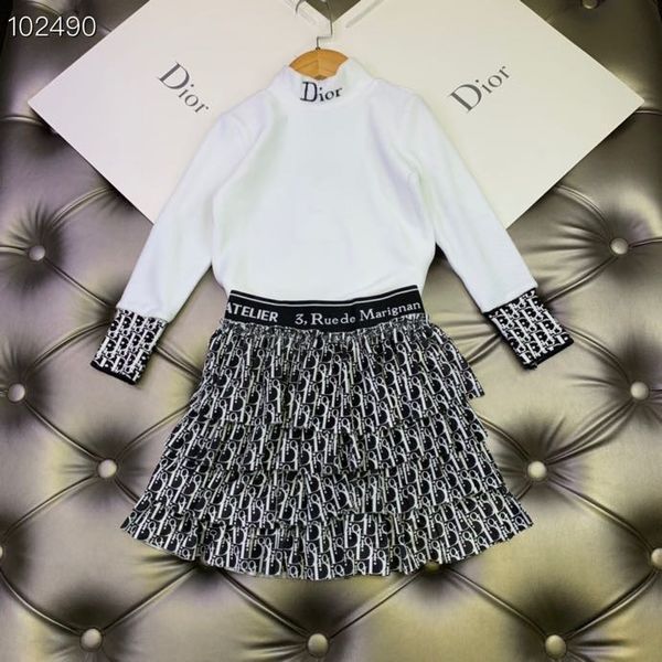 

Retail girl jumper top printed tutu kirt autumn kid fa hion 2pc et children prince clothe, White