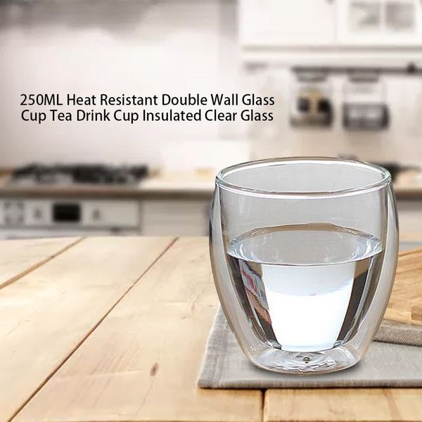 

250ml heat resistant double wall glass cup tea drink cup handmade insulated clear glass transparent egg shape water glass