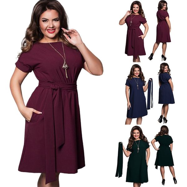 

Elegant Casual Women Dresses Big Size Plus Size Dresses Women Summer Sashes O -Neck Bodycon Chiffon Party Dress