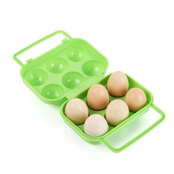 

1pc plastic 6 grids portable camping picnic barbecue outdoor egg box convenient kitchen egg storage boxes