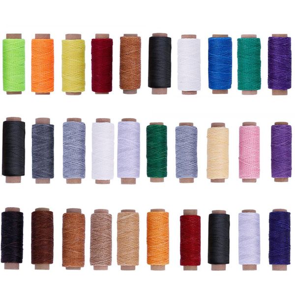 

10 roll 50m/164.04ft 150d diy handicraft sewing waxed thread cord for luggage wallet carpet saddle coats leather supplies tools, Black;white