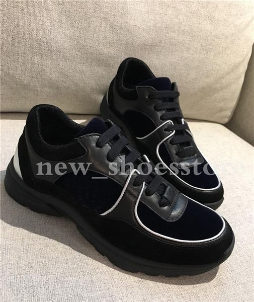 

2019 popular mens womens velvet shoe platform casual sneakers luxury designers shoes leather mix colors dress shoe sneakers, Black
