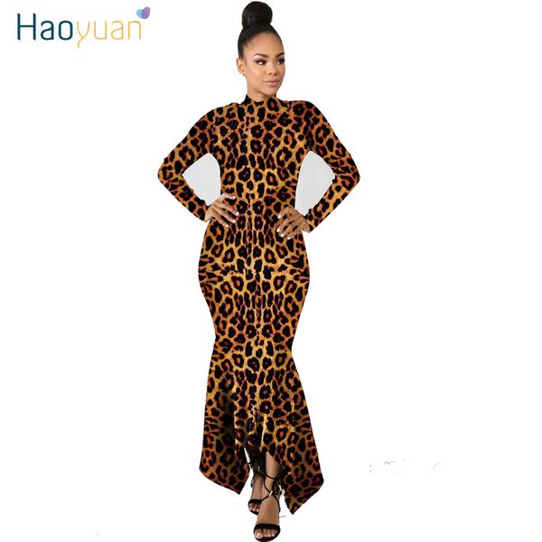

haoyuan knit camo leopard fall winter dress women christmas long sleeve mermaid night party club dress bodycon maxi dresses, Black;gray