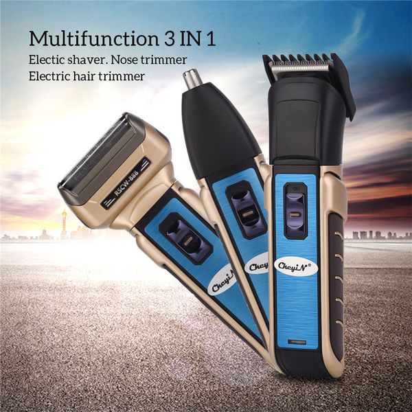 

3 in 1 rechargeable foil electric shaver beard trimmer stubble shaving machine electric razor for men facial trimer nose cutter