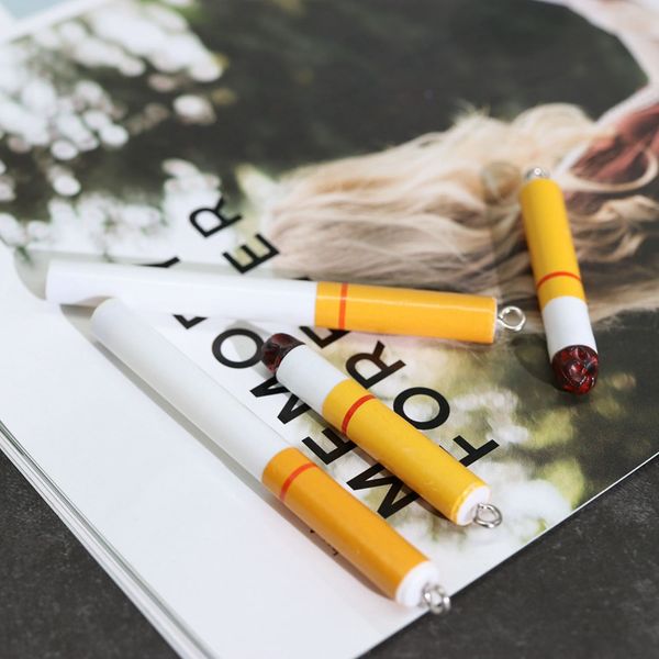 

10pcs/lot creative resin cigarette end earring charms pendant for diy fashion earrings findings necklace charm accessories, Bronze;silver