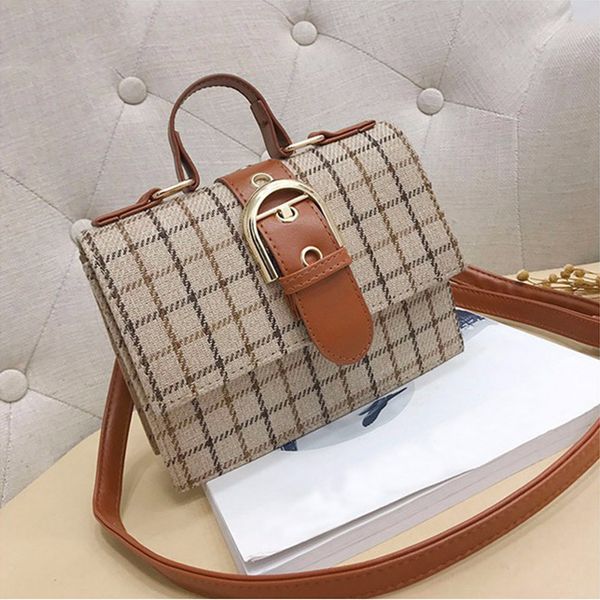 

women's fashion plaid stripes wool belt shoulder bag brand bag women 2019 vintage crossbody bags for women