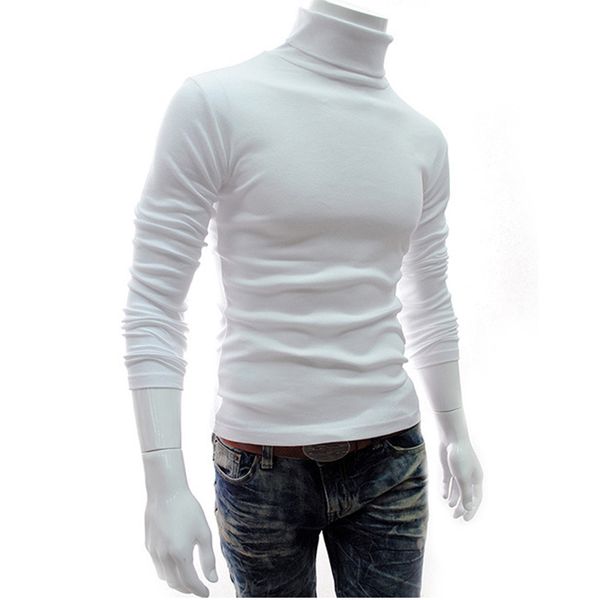 

winter warm turtleneck sweater men super stretch solid knitted mens sweaters casual male double collar slim fit pullover, White;black
