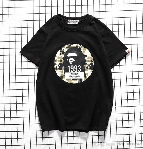 

tide brand short sleeved mens designer t-shirt luxury casual t-shirt fashion ape head print t-shirt cotton sports t shirt wild loose t shirt, White;black