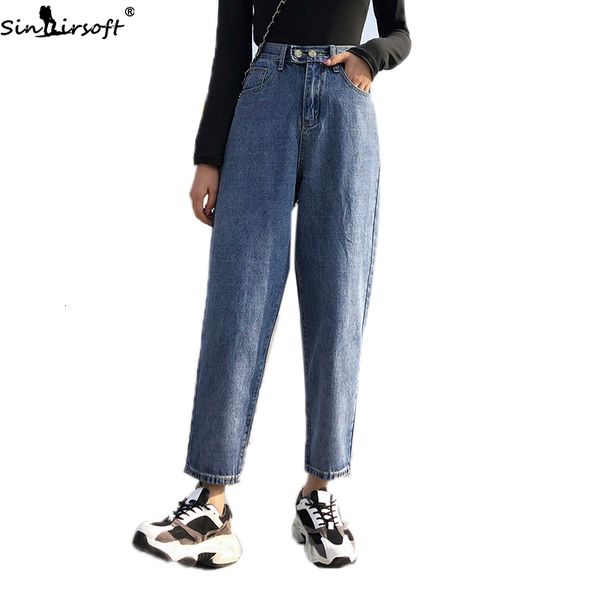 

women's radish high waist jeans woman spring and autumn new fashion trend was thin straight harem casual denim trousers women, Blue