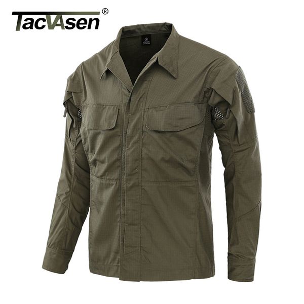 

tacvasen tactical jacket men summer thin breathable camouflage clothing army combat jacket fish hunt outwear, Black;brown