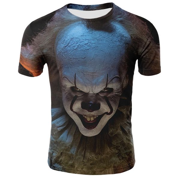 

dressing2020 fashion new halloween horror clown clothing punk style 3d short digital printing funny t shirt streetwear large size 4xl, White;black