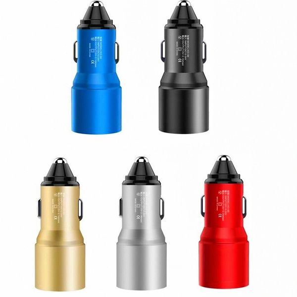 

matal dual 2 port mini aluminum usb car charger cable adapter for samsung galaxy s8 s10 htc android phone gps pc