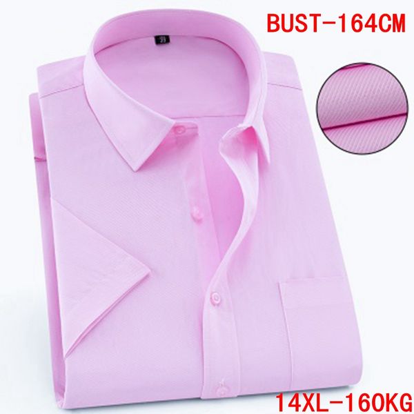 

men's short sleeve large shirt large size 10xl 11xl 12xl 13xl 14xl business office comfortable summer lapel pink shirt 8xl 9xl, White;black
