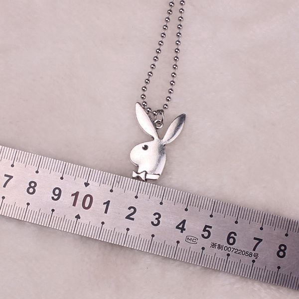 

2020 new women fashion cute long ear bunny pendant necklaces charm playboy necklace party jewelry collier femme, Silver