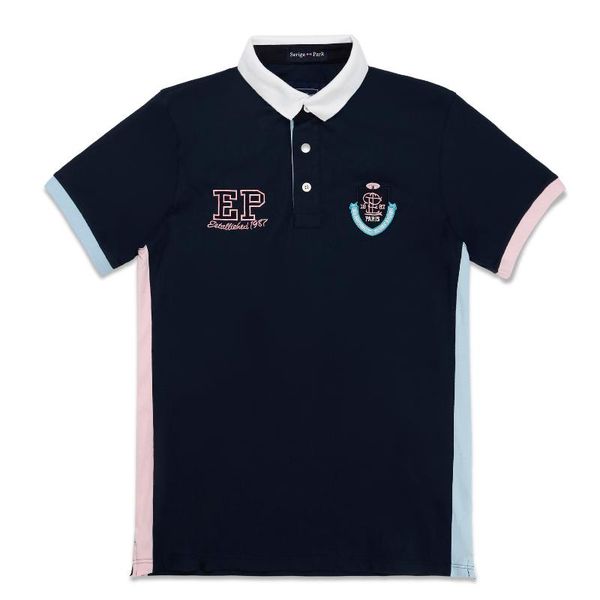 

eden park new men summer short sleeve patchwork male shirt superior cotton material anti-pilling, White;black