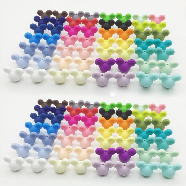 

50pcs/lot 24mm bpa loose silicone mouse beads food grade teething beads for diy silicone cartoon design loose bead