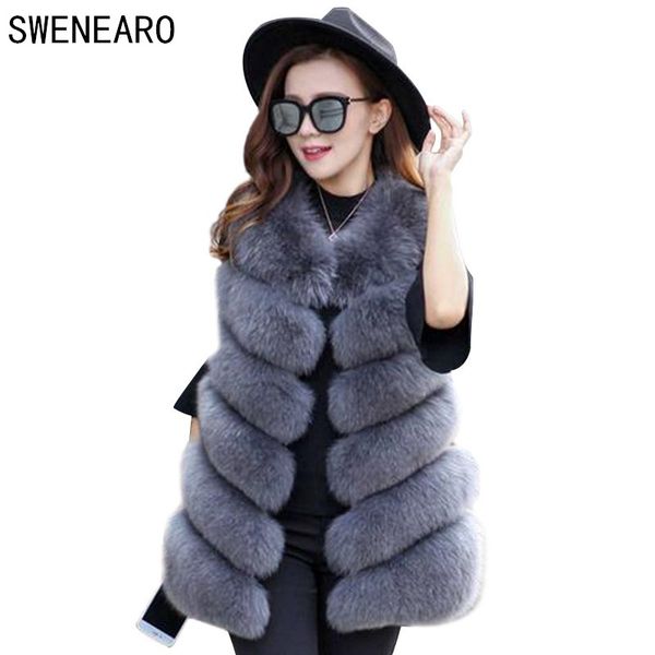 

winter fur coats luxury fur vest for women faux coat vests women's coats jacket furry jacket plus size 4xl, Black