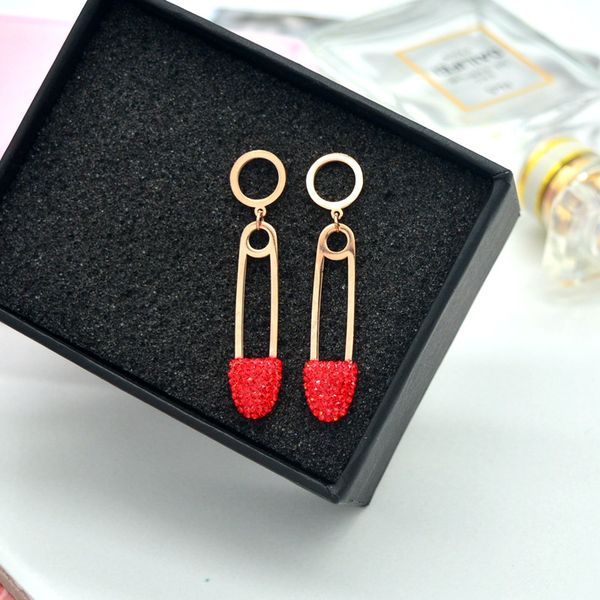

japan and south korea personalized creative rose gold red pin paper clip earrings earrings female sweet all round wholesale, Golden;silver