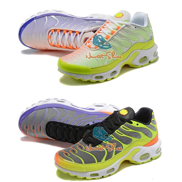 

2019 new running shoes men tn shoes tns plus multicolor green orange purple fashion casual trainers leather black white sneakers chausseures