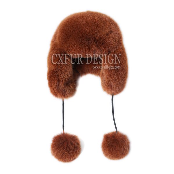 

cx-c-132a winter пушистый 2019 caps real fur earflap hat русские меха головные уборы для женщин с poms, Blue;gray