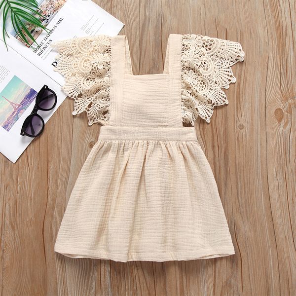 

summer european and american infant girls' lace dress cotton solid color straps suspender dress princess lace, Red;yellow