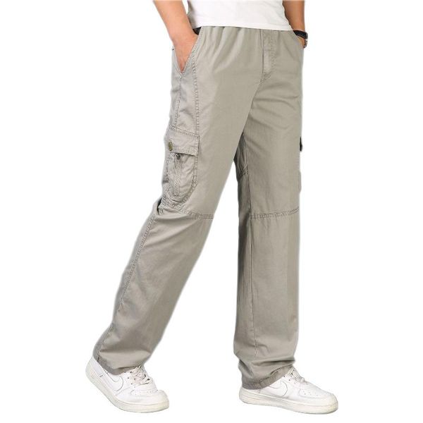 

cargo pants men combat army pants 2020 men cotton mulit- pockets elastic waist overalls male casual oversize trousers, Black