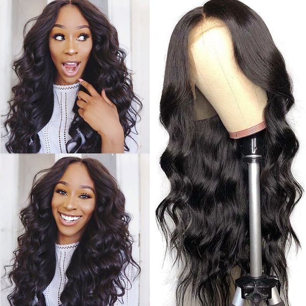 

тело длинные прямые естественный вид волос бесклеевой фронта шнурка wi полный волос парик шнурка для афроамериканцы woman12-26inch жаростойк, Black;brown