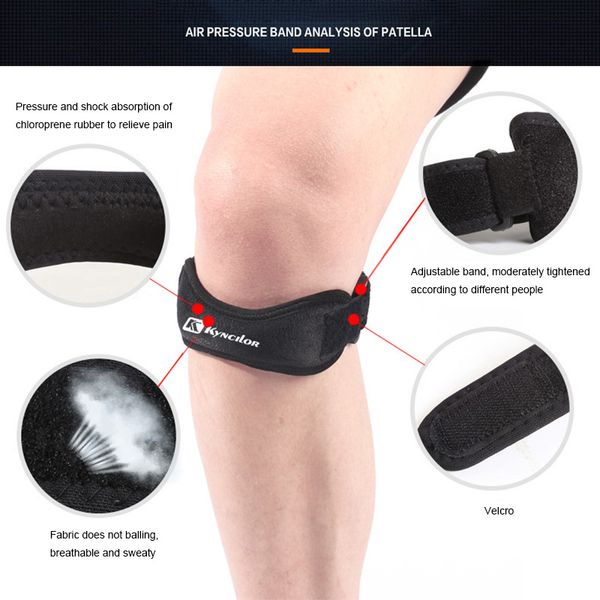 

adjustable patella knee tendon strap protector guard support pad belted sports knee brace black keenpads outdoor, Black;gray