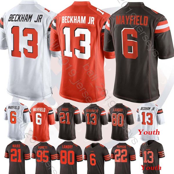 

13 odell beckham jr jer ey brown baker 6 mayfield jer ey denzel 21 ward myle 95 garrett jarvi 80 landry football jer ey