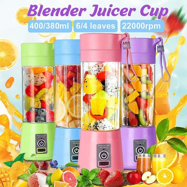 380 ml 2/4/6 Tragbare Elektrische Obst Entsafter Hause USB Aufladbare Smoothie Maker Mixer Maschine Sport Flasche Entsaften Tasse