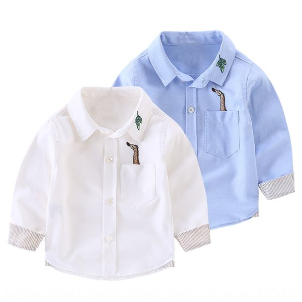 

shirt boy's clothing long-sleeved baby's pure cotton lapel children's clothing children's shirt, White;black