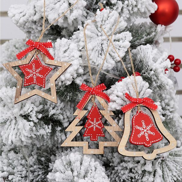 

lovely cute santa small bell home shopping mall hanging christmas tree decoration foam wood ornaments xmas gift new