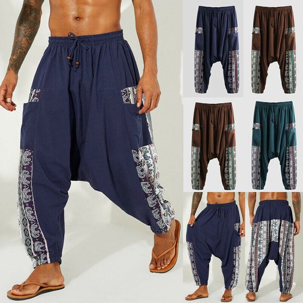 

mens fashion new baggy pants loose lantern pants exercise workout joggers lounge bottoms, Black