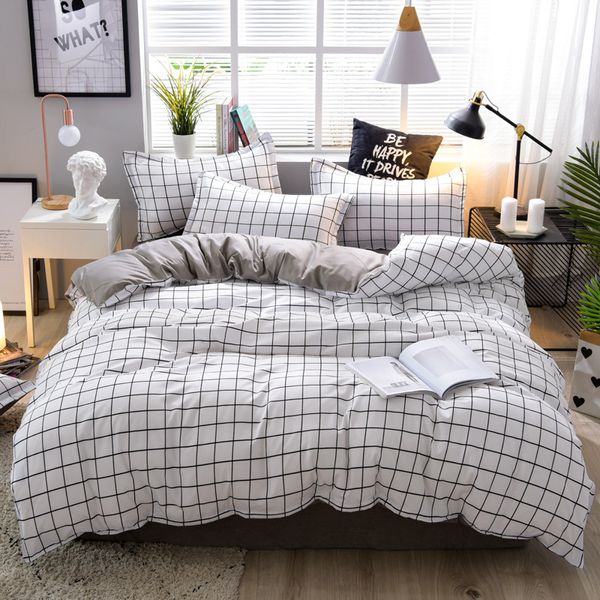 Black White Plaid Bed Linens Home Textile Bedding Sets Cute Duvet