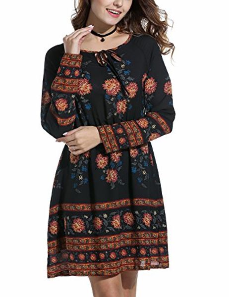 

zeagoo women off shoulder bohemia floral print high slit maxi beach dress, Black;gray