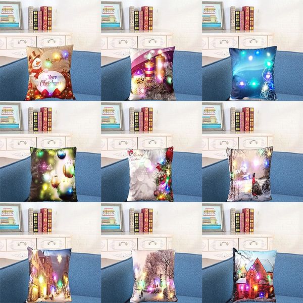 

led light luminous pillow case plush pillow covers cushion cover christmas xmas pillowcase home sofa car decor 20 style fa2127