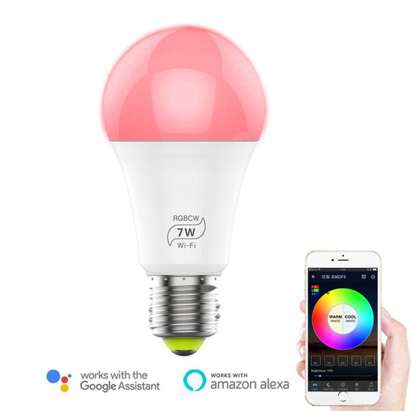 

Смарт WIFI светодиодных лампы RGB 7W Dimmable Светодиодные лампы Лампочка Работает с Alexa Go