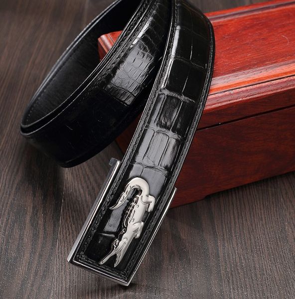 

hujingsha новый ремень человек пояс крокодил кожа мужчин пояса, Black;brown