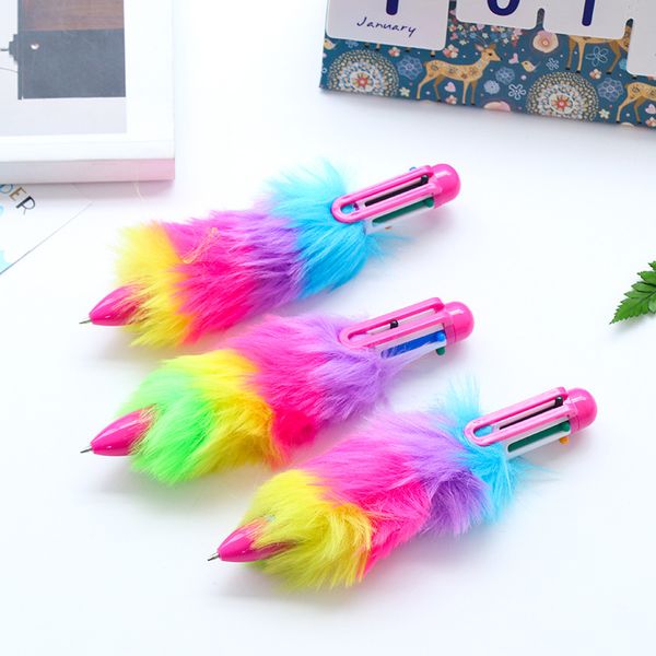 

1pcs dream unicorn creative plush 6 color ballpoint pen school office supplies gift stationery painting children toy pen yjn