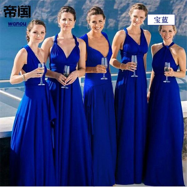 

summer new fashion maxi dress women royal blue elegance deep v neck sleeveless bow knot party wedding evening long dress, Black;gray