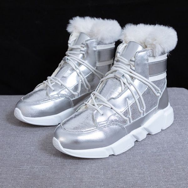 

women snow boots winter warm boots thick bottom platform shoes waterproof ankle for women thick fur cotton shoes woman, Black