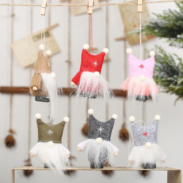 

1pc plush gnome doll christmas pendant ornament with hanging string seasonal xmas tree hanging ornament home decoration